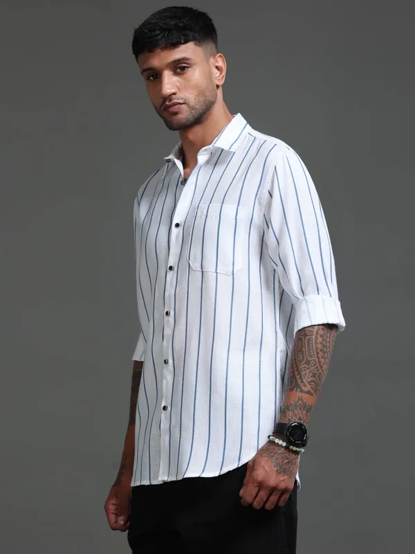Tom_Mackler_Men_Striped_Casual_Dark_Blue_Shirt