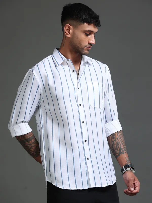Tom_Mackler_Men_Striped_Casual_Dark_Blue_Shirt