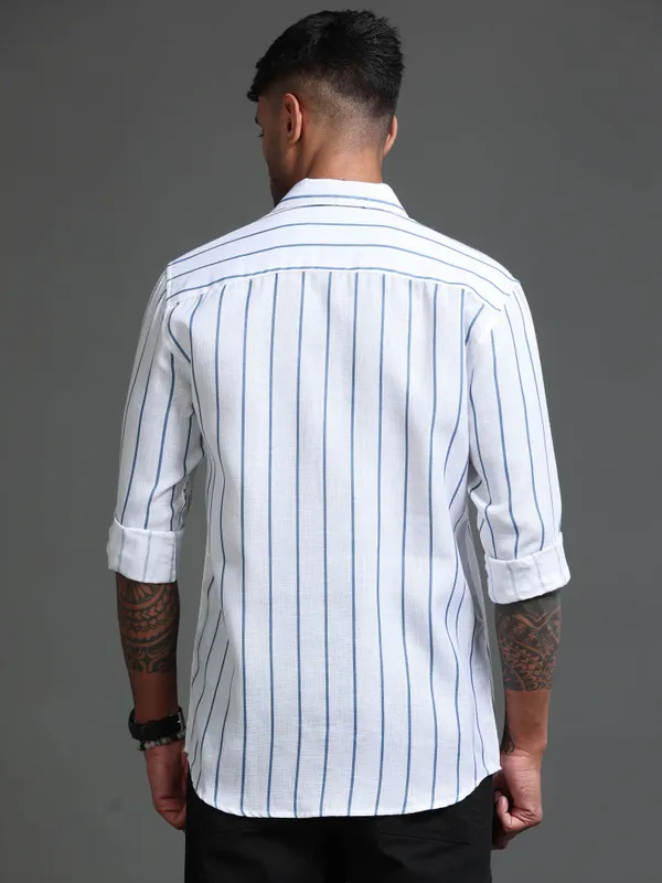 Tom_Mackler_Men_Striped_Casual_Dark_Blue_Shirt