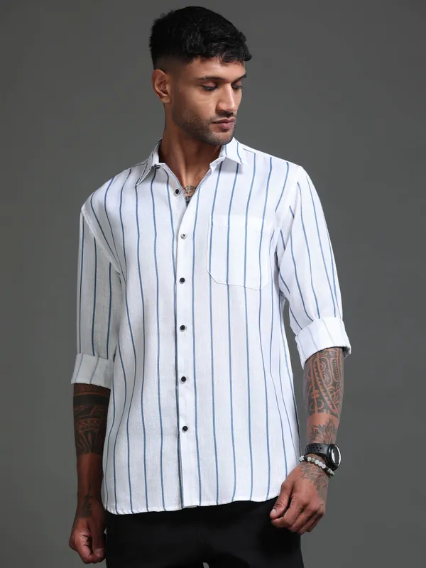 Tom_Mackler_Men_Striped_Casual_Dark_Blue_Shirt