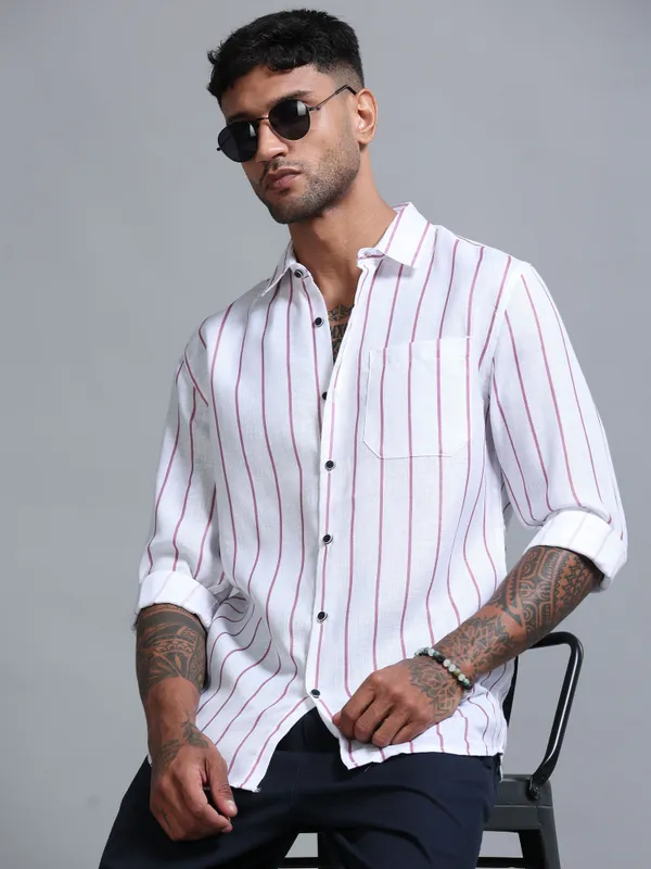 Tom_Mackler_Men_Striped_Casual_Pink_Shirt