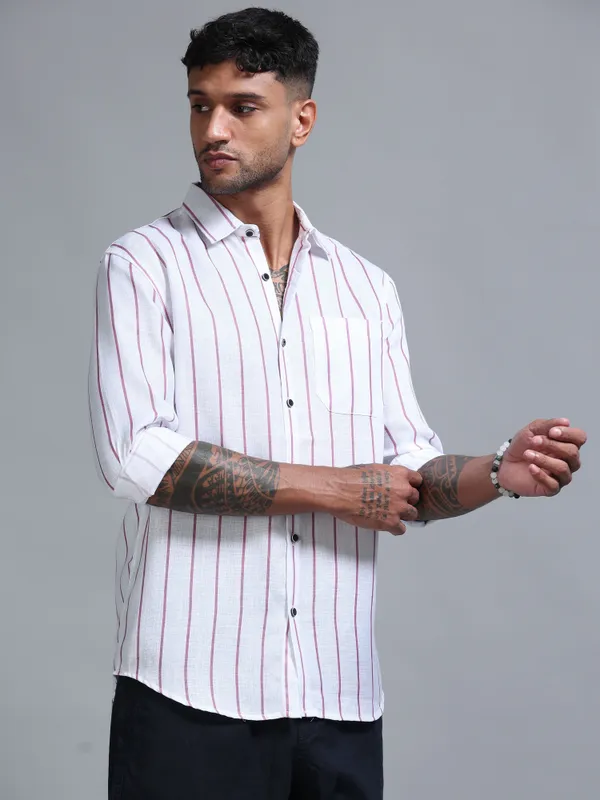 Tom_Mackler_Men_Striped_Casual_Pink_Shirt