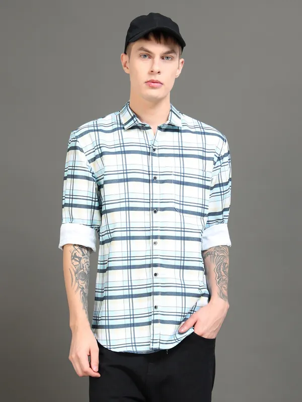 Tom_Mackler_Men_Checkered_Casual_Dark_Blue_Shirt