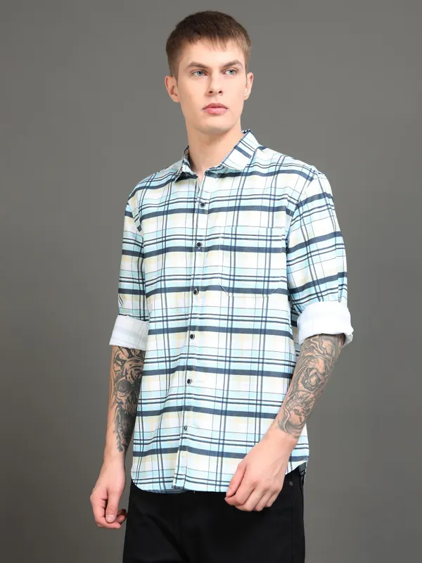 Tom_Mackler_Men_Checkered_Casual_Dark_Blue_Shirt