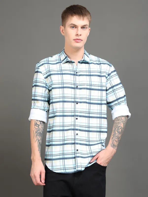 Tom_Mackler_Men_Checkered_Casual_Dark_Blue_Shirt