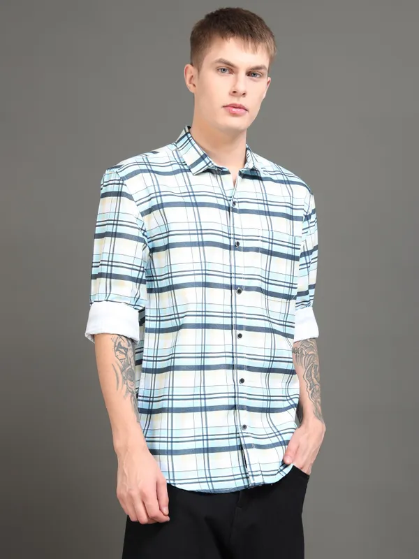 Tom_Mackler_Men_Checkered_Casual_Dark_Blue_Shirt