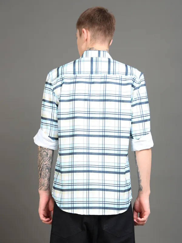 Tom_Mackler_Men_Checkered_Casual_Dark_Blue_Shirt