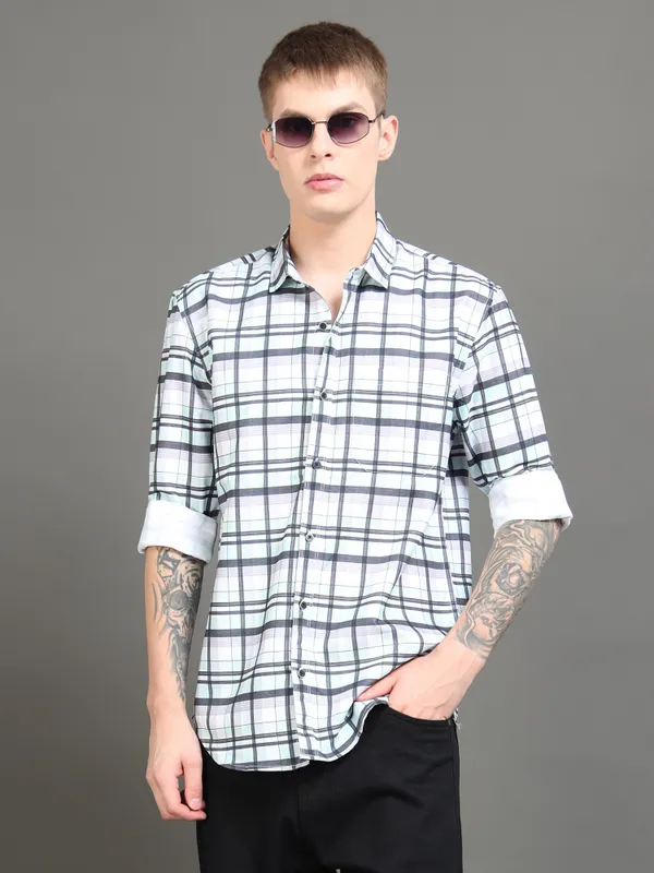 Tom_Mackler_Men_Checkered_Casual_Black_Shirt