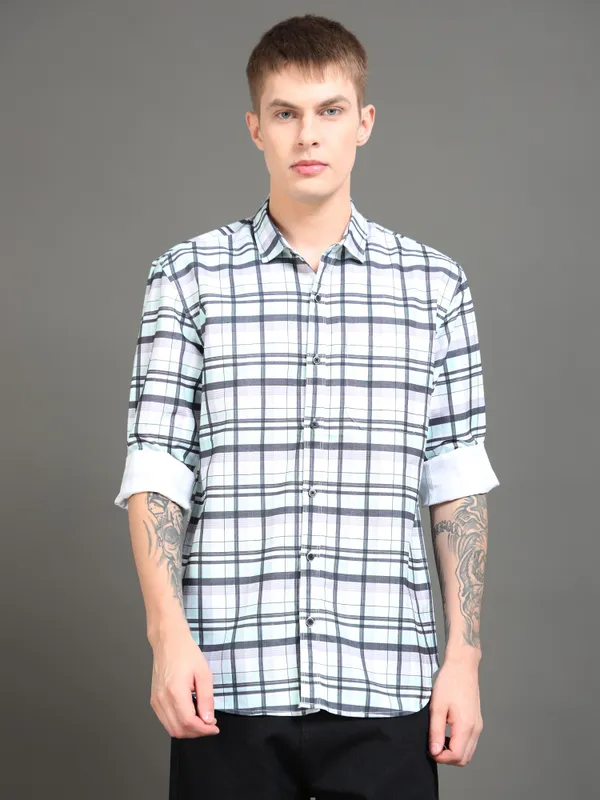 Tom_Mackler_Men_Checkered_Casual_Black_Shirt