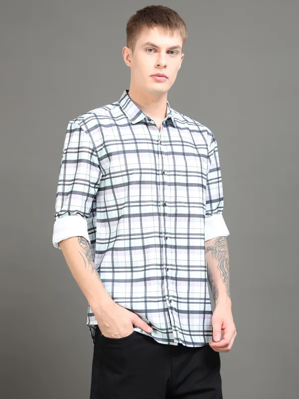 Tom_Mackler_Men_Checkered_Casual_Black_Shirt