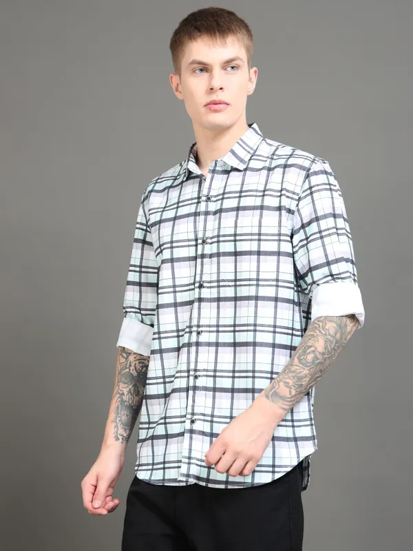 Tom_Mackler_Men_Checkered_Casual_Black_Shirt