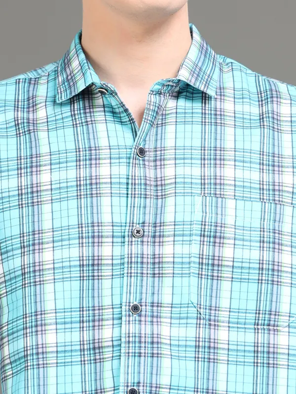 Tom_Mackler_Men_Checkered_Casual_Blue_Shirt