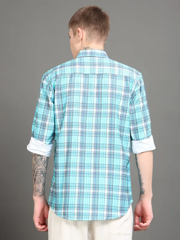 Tom_Mackler_Men_Checkered_Casual_Blue_Shirt