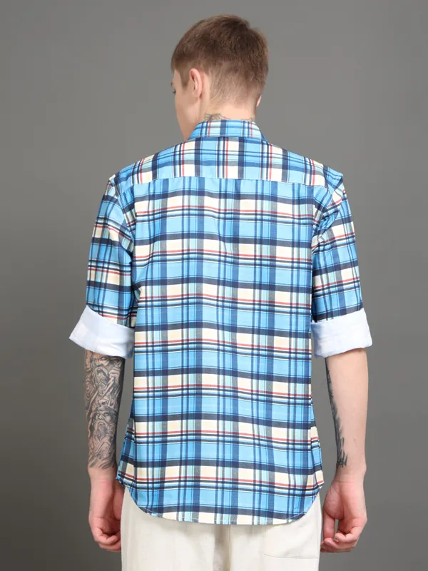 Tom_Mackler_Men_Checkered_Casual_Blue_Shirt