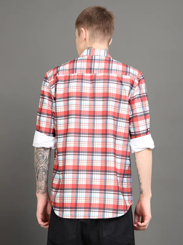 Tom_Mackler_Men_Checkered_Casual_Red_Shirt