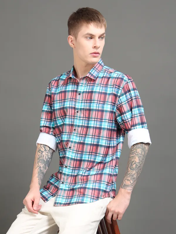 Tom_Mackler_Men_Checkered_Casual_Multicolor_Shirt