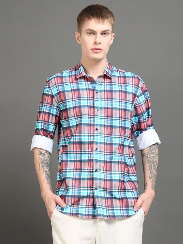 Tom_Mackler_Men_Checkered_Casual_Multicolor_Shirt