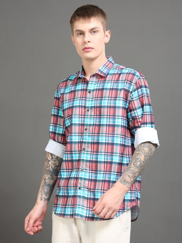 Tom_Mackler_Men_Checkered_Casual_Multicolor_Shirt