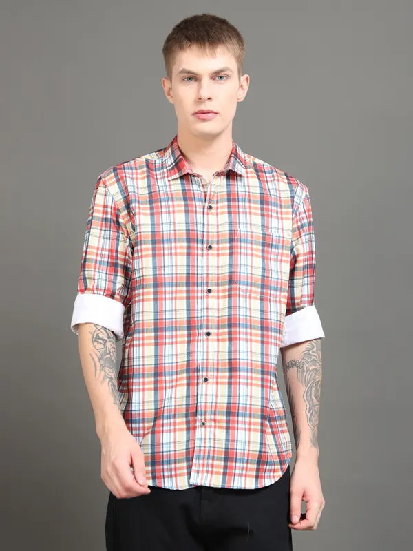 Tom_Mackler_Men_Checkered_Casual_Red_Shirt