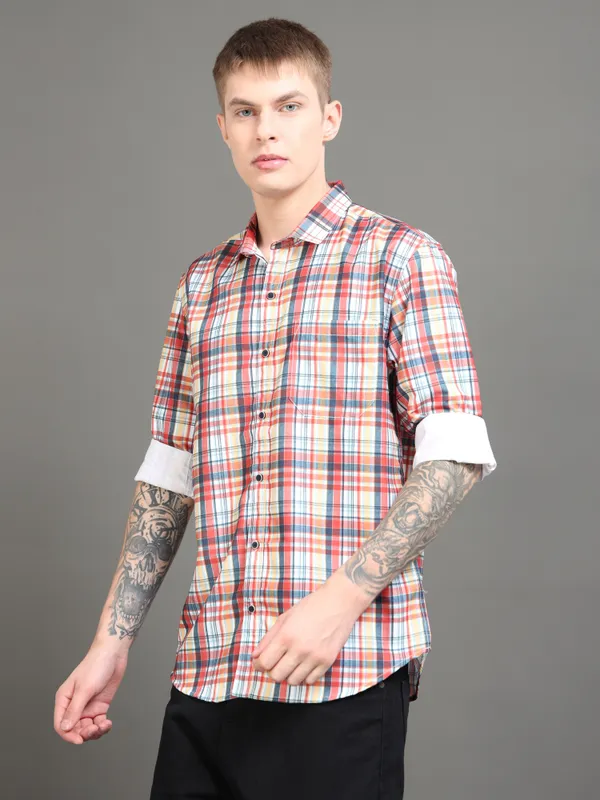 Tom_Mackler_Men_Checkered_Casual_Red_Shirt