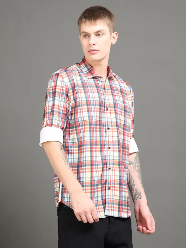 Tom_Mackler_Men_Checkered_Casual_Red_Shirt