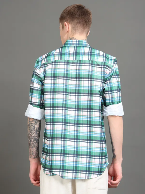 Tom_Mackler_Men_Checkered_Casual_Dark_Green_Shirt