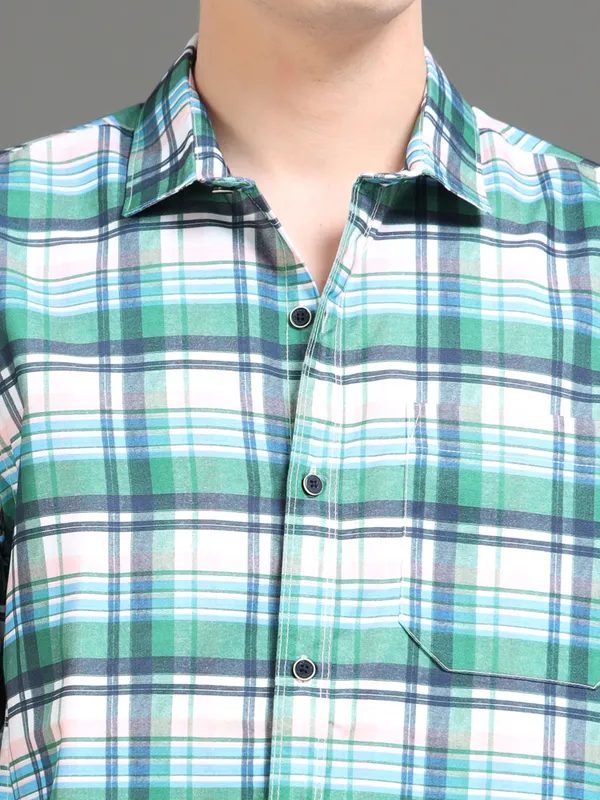 Tom_Mackler_Men_Checkered_Casual_Dark_Green_Shirt