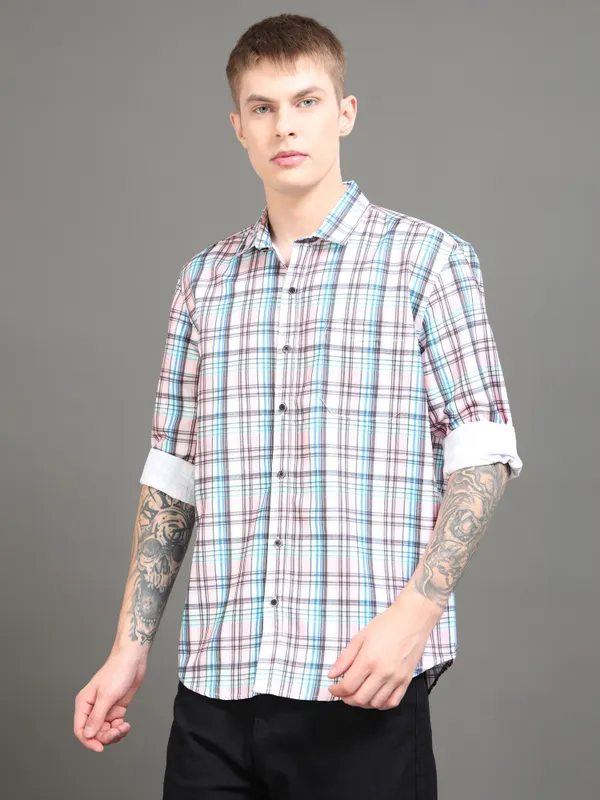 Tom_Mackler_Men_Checkered_Casual_Pink_Shirt