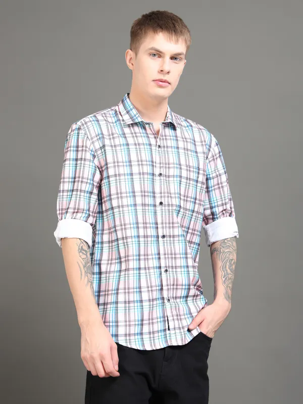 Tom_Mackler_Men_Checkered_Casual_Pink_Shirt