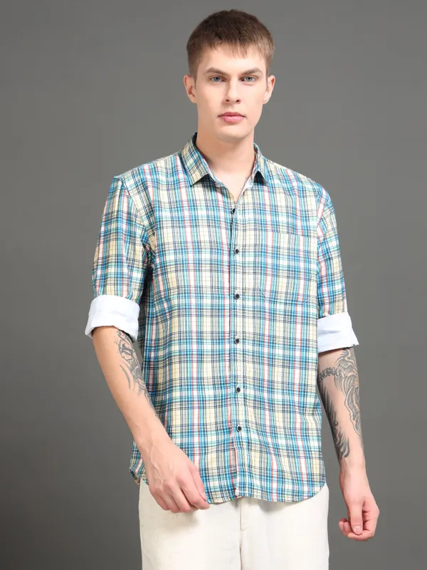 Tom_Mackler_Men_Checkered_Casual_Multicolor_Shirt