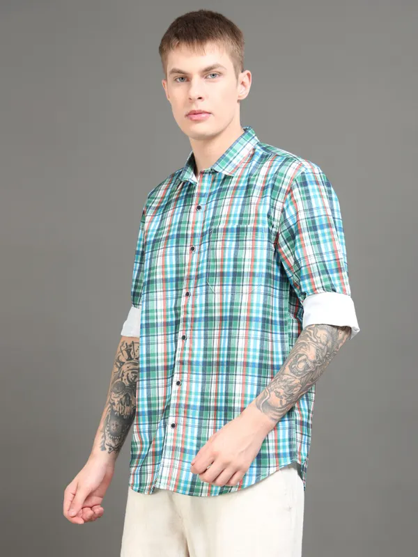 Tom_Mackler_Men_Checkered_Casual_Blue_Shirt