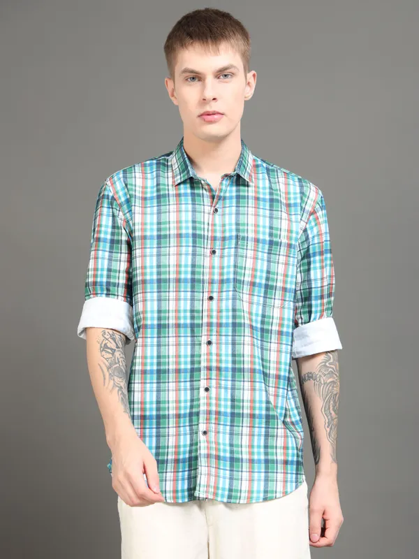 Tom_Mackler_Men_Checkered_Casual_Blue_Shirt