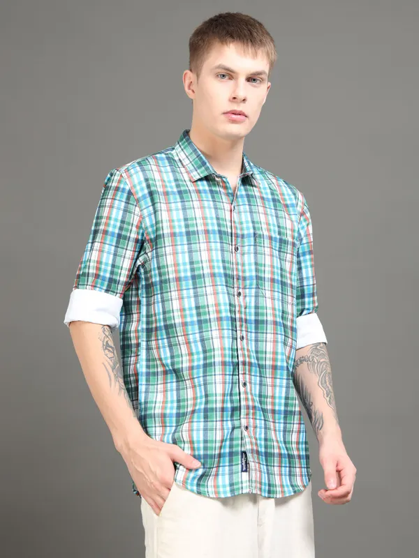 Tom_Mackler_Men_Checkered_Casual_Blue_Shirt