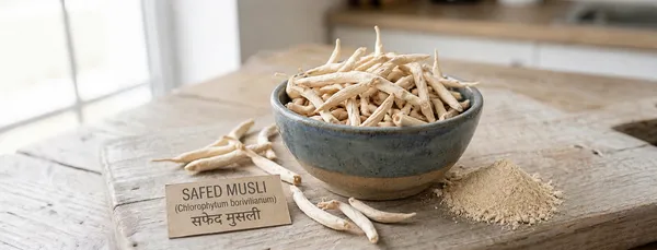 Safed_Musli_(सफेद_मूसली)(White_musli_) (Indian_Spider_Plant)_-_Dried_Root_Whole_(खड़ा)