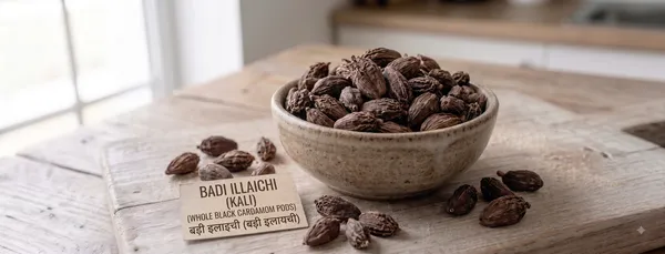Badi_Elaichi_(black)_/Badi_illaichi_(Kaali)_(बड़ी_इलायची)_(Black_Cardamom)_-_Whole_Pods_(खड़ा)