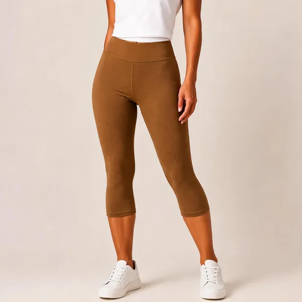 Brown_Premium_Cotton_And_Elastane_Capri_For_Women