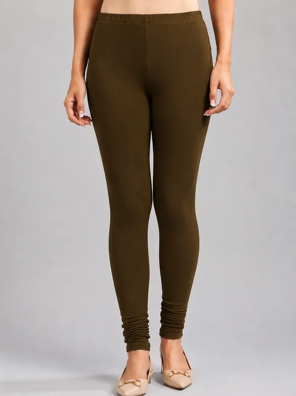 Brown_Premium_Cotton_And_Elastane_Churidar_For_Women