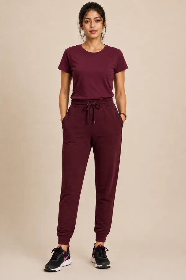 Maroon_Premium_Loop_Knit_With_Elastane_Joggers_For_Women