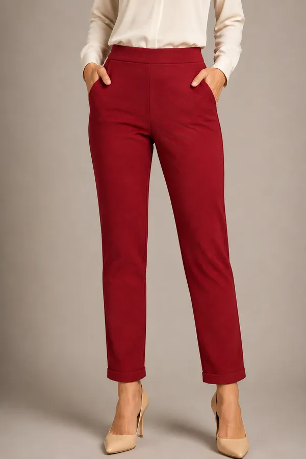 Red_Premium_Cotton_And_Elastane_Pant_For_Women