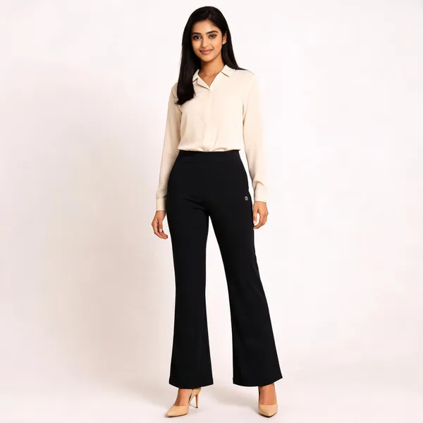 Black_Premium_Cotton_And_Elastane_Flare_Pant_For_Women