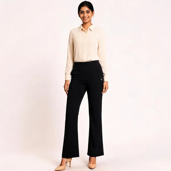 Black_Premium_Cotton_And_Elastane_Flare_Pant_For_Women