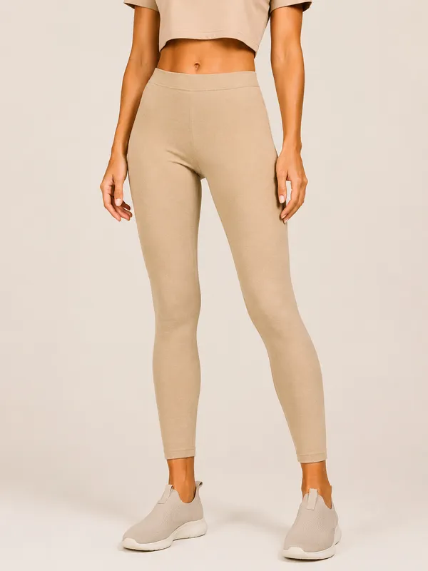 Beige_Premium_Cotton_And_Elastane_Ankle_Pant_For_Women