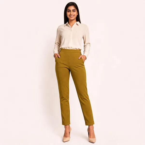 Mustard_Premium_Cotton_And_Elastane_Pant_For_Women