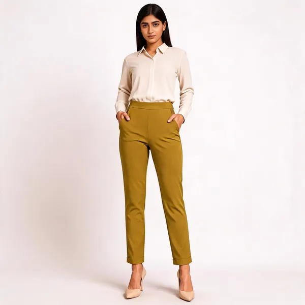 Mustard_Premium_Cotton_And_Elastane_Pant_For_Women