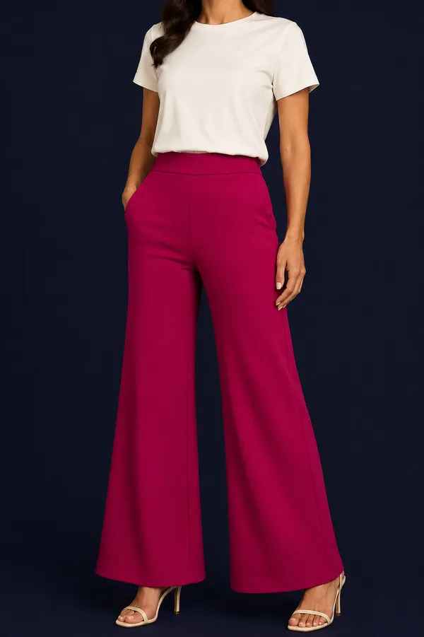 Magenta_Premium_Cotton_And_Elastane_Flare_Pant_For_Women