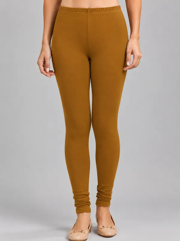 Brown_Premium_Cotton_And_Elastane_Churidar_For_Women