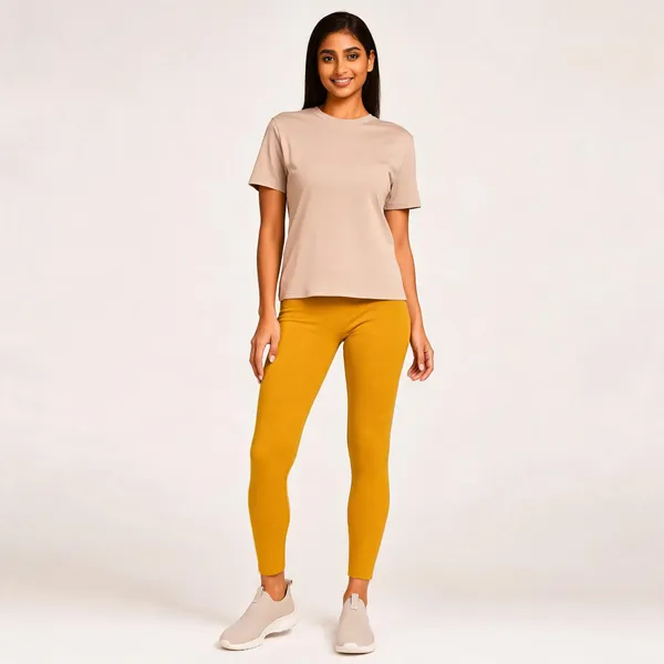 Yellow_Premium_Cotton_And_Elastane_Ankle_Pant_For_Women
