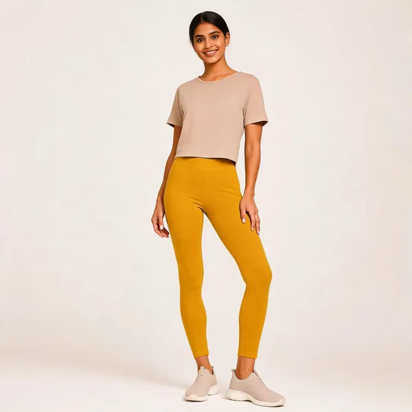 Yellow_Premium_Cotton_And_Elastane_Ankle_Pant_For_Women