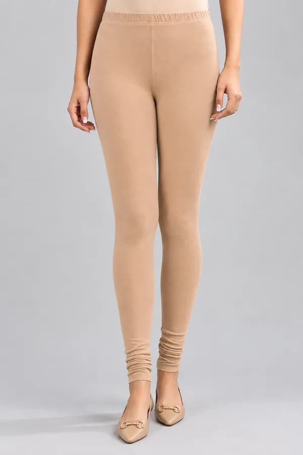 Beige_Premium_Cotton_And_Elastane_Churidar_For_Women