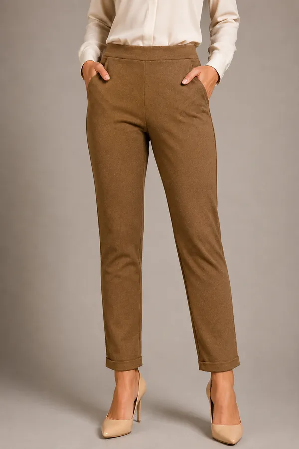 Brown_Premium_Cotton_And_Elastane_Pant_For_Women